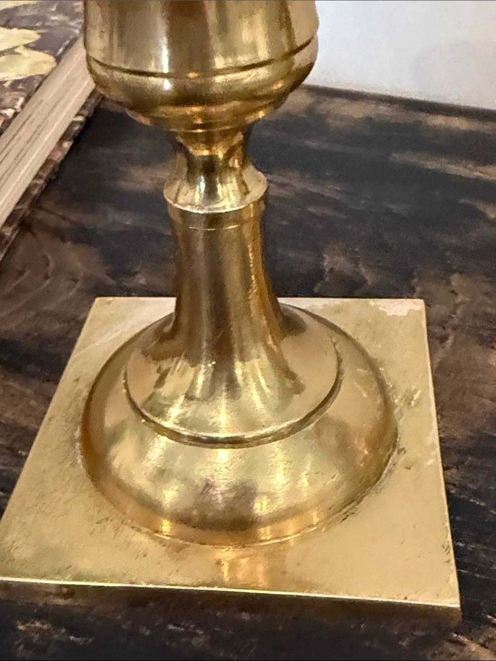 Vintage  Brass Candlesticks Pair Square Base Made in Japan Mid Century